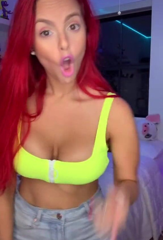 4. Cute Jenny Devil Shows Cleavage in Lime Green Crop Top and Bouncing Tits