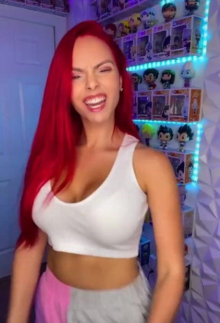 3. Hot Jenny Devil Shows Cleavage in White Crop Top and Bouncing Big Boobs