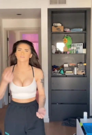 1. Alluring Karsynfoys Shows Cleavage in Erotic White Crop Top and Bouncing Big Boobs