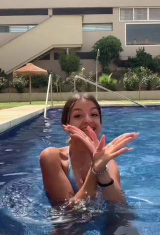 Sweet Larevuelta in Cute Blue Bikini Top at the Pool