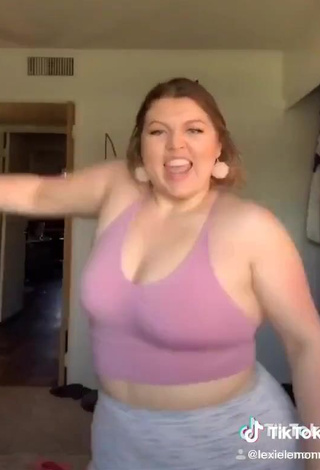 4. Sexy Lexie Lemon Shows Cleavage in Pink Crop Top and Bouncing Big Breasts