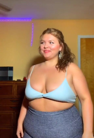 Sexy Lexie Lemon Shows Cleavage in Blue Bra and Bouncing Big Boobs