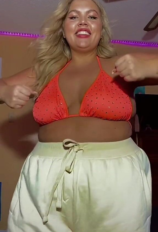 1. Cute Lexie Lemon in Orange Bikini Top and Bouncing Tits