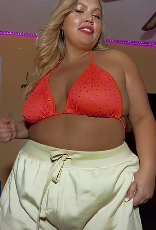 Cute Lexie Lemon in Orange Bikini Top and Bouncing Tits