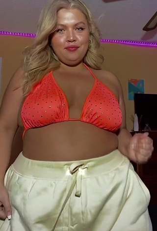 3. Cute Lexie Lemon in Orange Bikini Top and Bouncing Tits