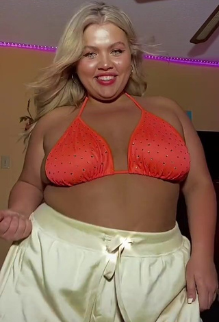 Hot Lexie Lemon in Electric Orange Bikini Top and Bouncing Breasts