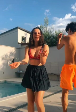 Sexy Ludovica Olgiati Shows Cleavage in Red Bikini Top