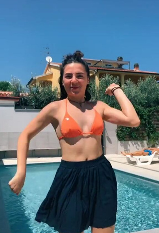 Hot Ludovica Olgiati in Orange Bikini Top at the Pool