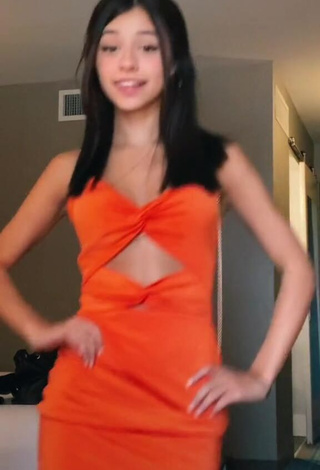 Sexy Rachel Brockman in Orange Dress