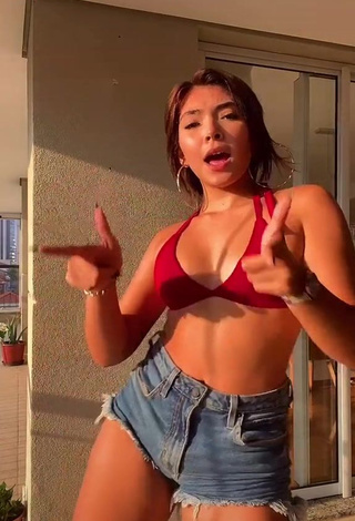 1. Cute Taynara Cabral Shows Cleavage in Red Bikini Top and Bouncing Boobs