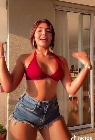 4. Cute Taynara Cabral Shows Cleavage in Red Bikini Top and Bouncing Boobs