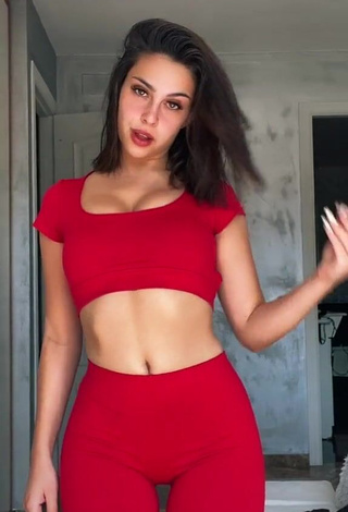 Cute Victoria Caro in Red Sport Bra and Bouncing Boobs