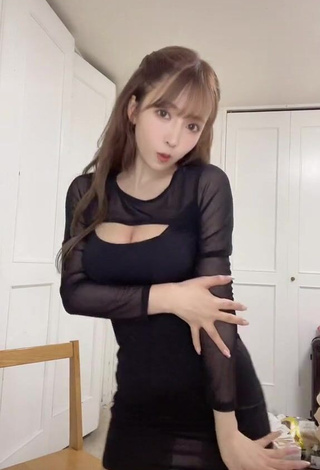 4. Hot Yua Mikami Shows Cleavage in Black Dress