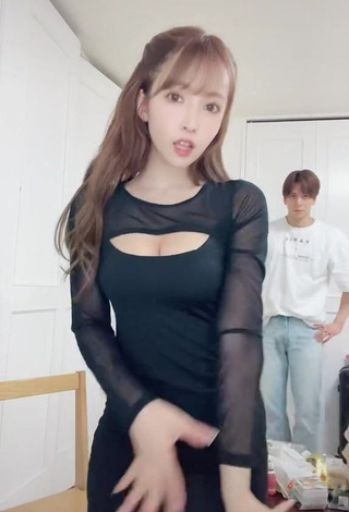 3. Sexy Yua Mikami Shows Cleavage in Black Dress