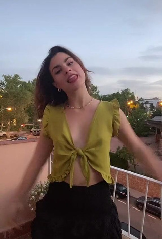 1. Cute Agustina Palma in Green Crop Top on the Balcony