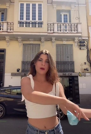 4. Sexy Agustina Palma in White Crop Top in a Street