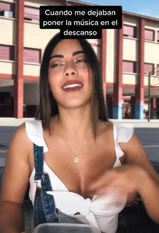 3. Sweetie Aleja Villeta Shows Cleavage in White Crop Top