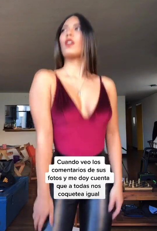 3. Sweetie Aleja Villeta Shows Cleavage in Red Top