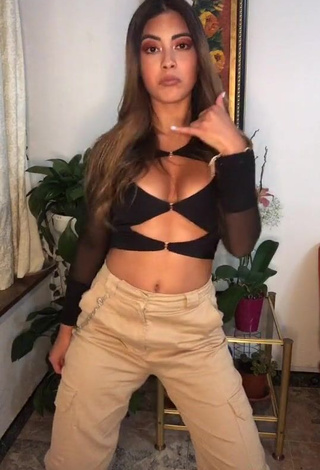 Sexy Aleja Villeta Shows Cleavage in Black Crop Top