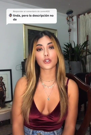 1. Sexy Aleja Villeta Shows Cleavage in Red Top