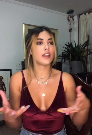 3. Sexy Aleja Villeta Shows Cleavage in Red Top