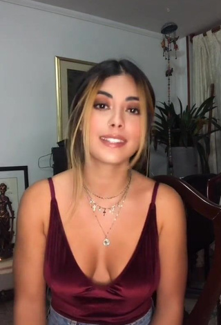 4. Sexy Aleja Villeta Shows Cleavage in Red Top