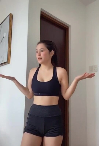 1. Hot Barbie Imperial Shows Cleavage in Black Sport Bra