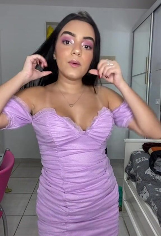 1. Sweetie Bela Almada Shows Cleavage in Purple Dress and Bouncing Tits