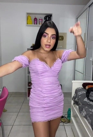 Sweetie Bela Almada Shows Cleavage in Purple Dress and Bouncing Tits