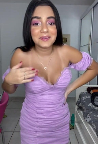 3. Sweetie Bela Almada Shows Cleavage in Purple Dress and Bouncing Tits