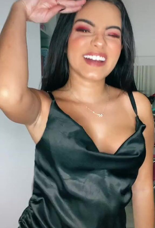 Cute Bela Almada Shows Cleavage in Black Dress and Bouncing Boobs