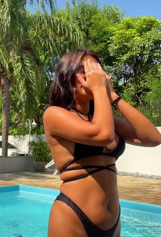 3. Cute Bela Almada Shows Cleavage in Black Bikini at the Swimming Pool and Bouncing Boobs