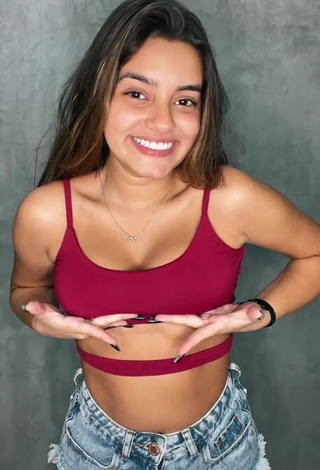 1. Cute Bela Almada in Red Crop Top and Bouncing Tits