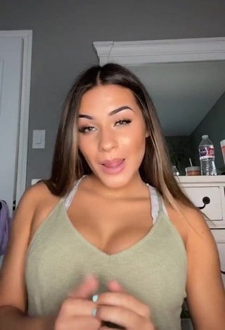 Hot Camryn Cordova Shows Cleavage in Olive Top