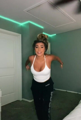 Desirable Camryn Cordova Shows Cleavage in White Crop Top and Bouncing Boobs