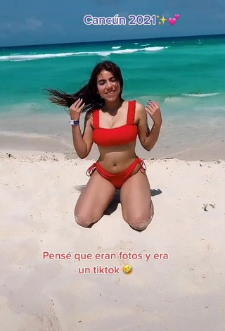 1. Hot Valentina Shows Cleavage in Red Bikini at the Beach