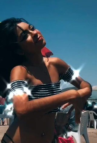 Sweetie Dayana in Striped Crop Top at the Beach