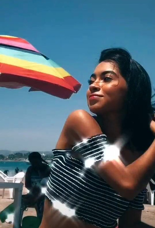 4. Sweetie Dayana in Striped Crop Top at the Beach