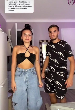 Hot Delia Tulei in Black Crop Top