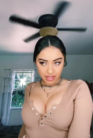 Lovely Devenity Perkins Shows Cleavage in Beige Crop Top and Bouncing Big Tits