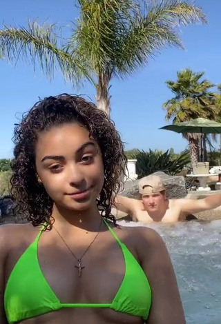 Cute Devenity Perkins in Green Bikini Top at the Swimming Pool