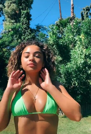 Sexy Devenity Perkins Shows Cleavage in Green Bikini Top (Underboob)