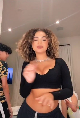 Attractive Devenity Perkins Shows Cleavage in Black Crop Top and Bouncing Boobs