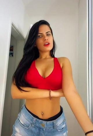 4. Hot Dine Azevedo in Red Crop Top