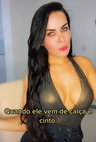 Cute Dine Azevedo Shows Cleavage in Top