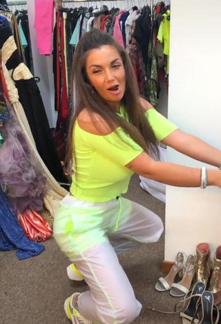 4. Hot Elettra Lamborghini in Lime Green Crop Top