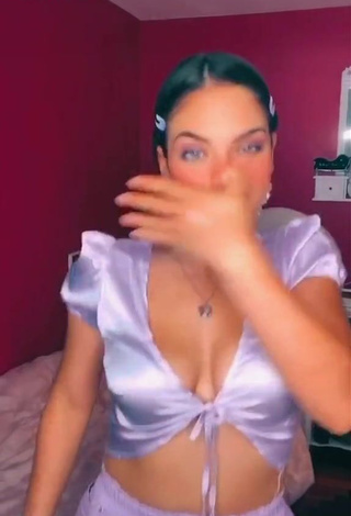 1. Amazing Giulia Paglianiti Shows Cleavage in Hot Purple Crop Top and Bouncing Boobs