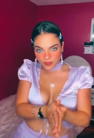 3. Amazing Giulia Paglianiti Shows Cleavage in Hot Purple Crop Top and Bouncing Boobs