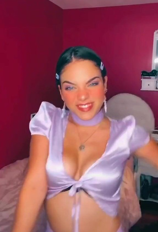 4. Amazing Giulia Paglianiti Shows Cleavage in Hot Purple Crop Top and Bouncing Boobs