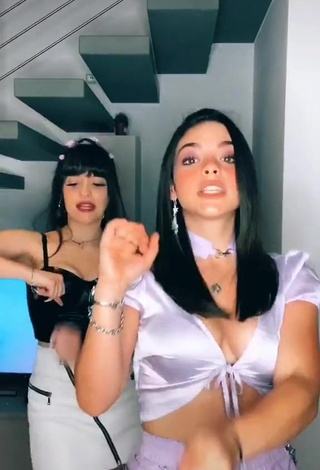 Attractive Giulia Paglianiti Shows Cleavage and Bouncing Boobs